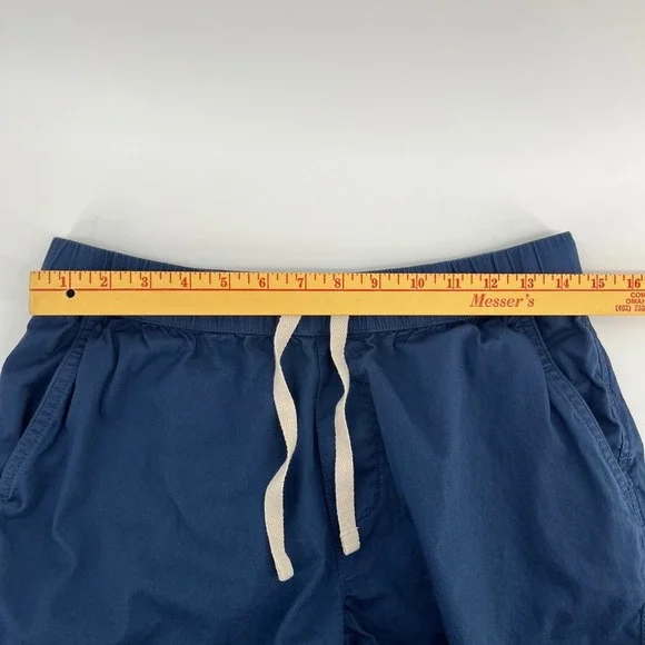 Pact Women's Daily Twill Blue Cotton Shorts Elastic Waist Drawstring Size Medium - Picture 4 of 7